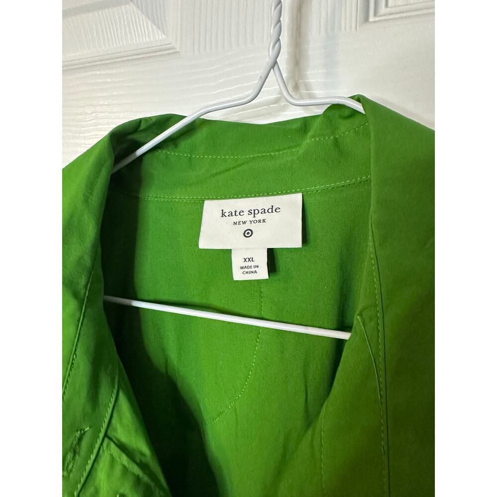 Kate Spade Target Shirt Midi Dress XXL Green Ruffle Ribbon Coast shirtdress - Picture 3 of 6